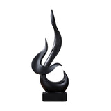 Abstract Flame Resin Sculpture – Modern Minimalist Black & White Art Décor - Black - 
