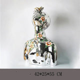 Abstract Flower Girl Sculpture – Modern Resin Art Ornaments - S - Silver - 