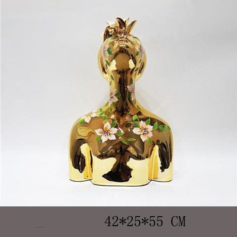 Abstract Flower Girl Sculpture – Modern Resin Art Ornaments - S - Gold - 