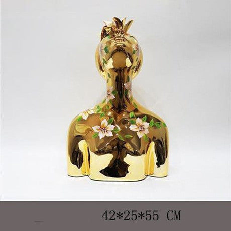 Abstract Flower Girl Sculpture – Modern Resin Art Ornaments - S - Gold - 
