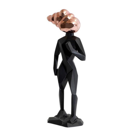 Abstract Futuristic Resin Sculptures – Modern Geometric Figures - Black - 