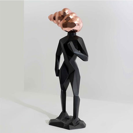 Abstract Futuristic Resin Sculptures – Modern Geometric Figures - Black - 