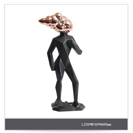 Abstract Futuristic Resin Sculptures – Modern Geometric Figures - Black - 