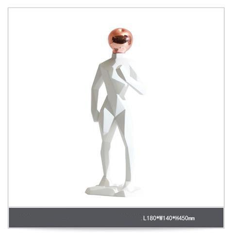 Abstract Futuristic Resin Sculptures – Modern Geometric Figures - White - 