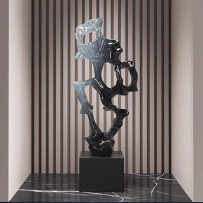 Abstract Geometric Resin Sculpture – Contemporary Artistic Home Décor - Exquisite Ornaments - 21 x 11.5 x 43 cm - 