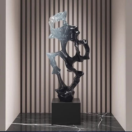 Abstract Geometric Resin Sculpture – Contemporary Artistic Home Décor - Exquisite Ornaments - 21 x 11.5 x 43 cm - 