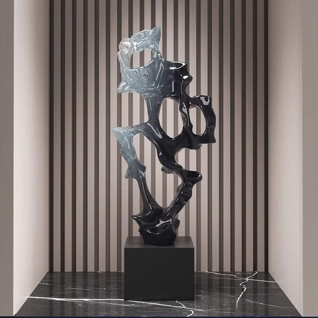 Abstract Geometric Resin Sculpture – Contemporary Artistic Home Décor - Exquisite Ornaments - 21 x 11.5 x 43 cm - 