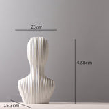 Abstract Geometric Sculpture – Modern Minimalist White Resin Statues with Pyramid & Bust for Contemporary Home Décor - Large - White - 