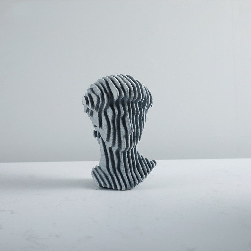 Abstract Layered Bust Sculpture Set – Modern Grey Resin Head Statues for Contemporary Home & Office Décor - Small - 