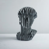 Abstract Layered Bust Sculpture Set – Modern Grey Resin Head Statues for Contemporary Home & Office Décor - Large - 