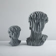 Abstract Layered Bust Sculpture Set – Modern Grey Resin Head Statues for Contemporary Home & Office Décor - Small - 