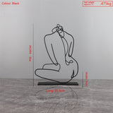 Abstract Line Art Metal Sculpture – Modern Minimalist Character Ornament - Black - 