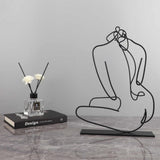 Abstract Line Art Metal Sculpture – Modern Minimalist Character Ornament - Black - 