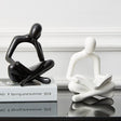 Abstract Meditation Resin Sculpture – Modern Minimalist Figurine - Black - 