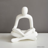 Abstract Meditation Resin Sculpture – Modern Minimalist Figurine - White - 