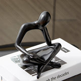 Abstract Meditation Resin Sculpture – Modern Minimalist Figurine - Black - 
