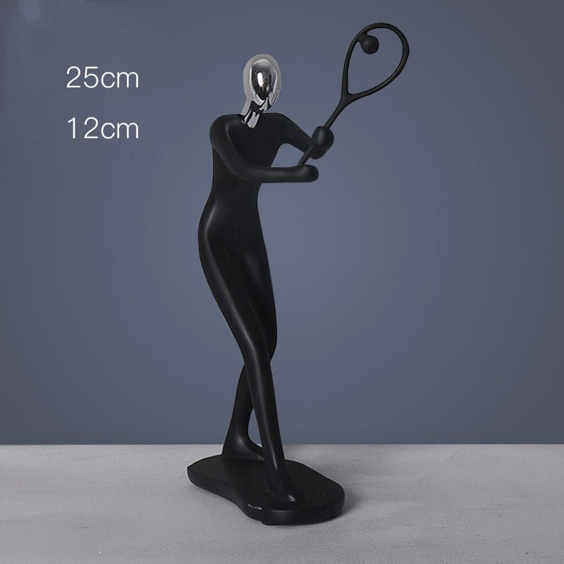 Abstract Minimalist Figurines – Modern Resin Sculptures for Home Décor - Tennis Pose - 