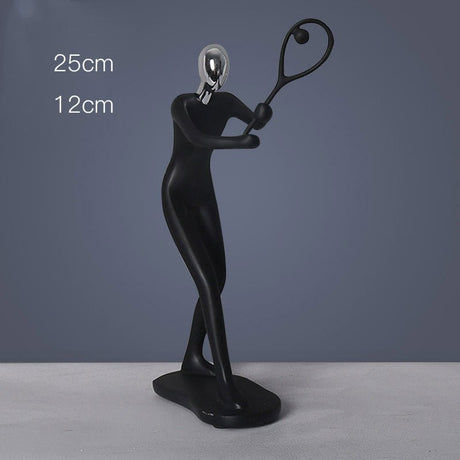 Abstract Minimalist Figurines – Modern Resin Sculptures for Home Décor - Tennis Pose - 