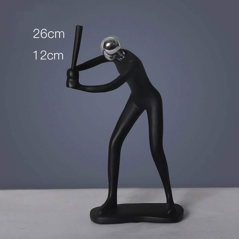 Abstract Minimalist Figurines – Modern Resin Sculptures for Home Décor - Baseball Pose - 