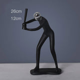 Abstract Minimalist Figurines – Modern Resin Sculptures for Home Décor - Baseball Pose - 