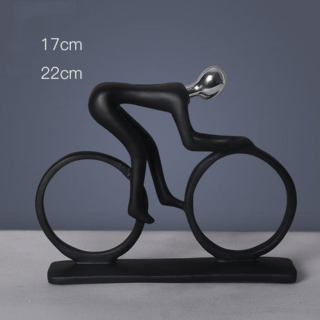 Abstract Minimalist Figurines – Modern Resin Sculptures for Home Décor - Cyclist Pose - 