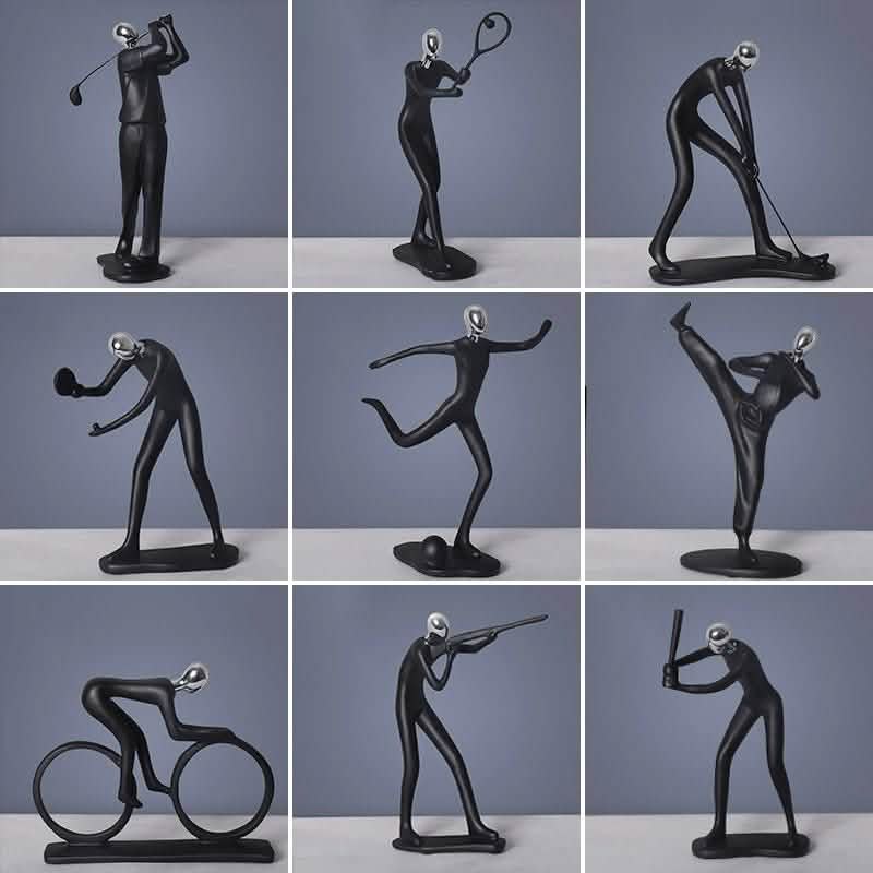 Abstract Minimalist Figurines – Modern Resin Sculptures for Home Décor - Golf Pose - 