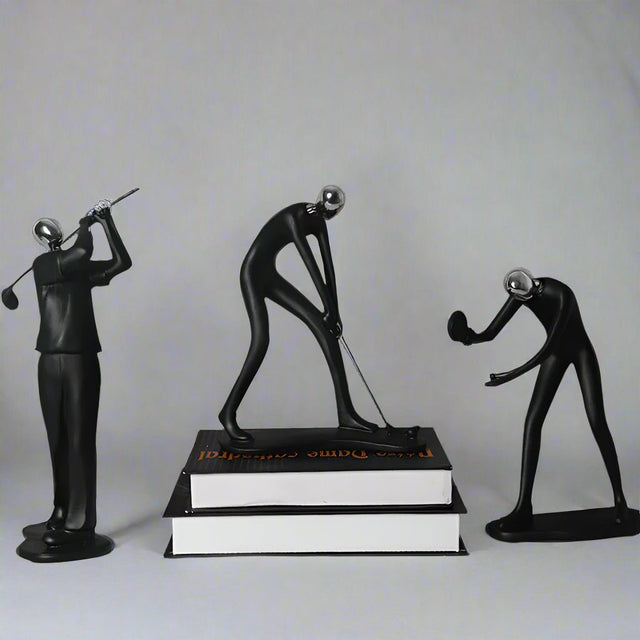 Abstract Minimalist Figurines – Modern Resin Sculptures for Home Décor - Golf Pose - 