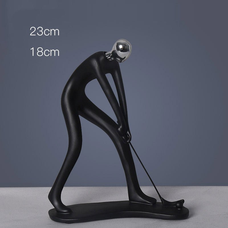 Abstract Minimalist Figurines – Modern Resin Sculptures for Home Décor - Golf Pose - 