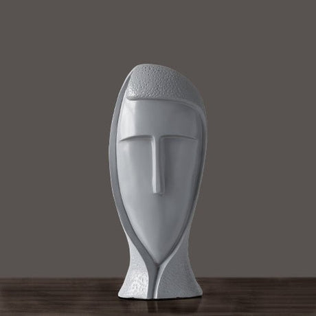 Abstract Modern Character Resin Sculptures – Minimalist Home Décor Figures - Gray Medium - 