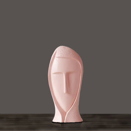 Abstract Modern Character Resin Sculptures – Minimalist Home Décor Figures - Pink Small - 