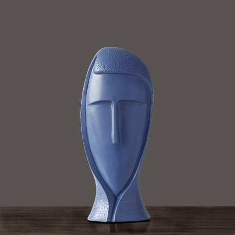 Abstract Modern Character Resin Sculptures – Minimalist Home Décor Figures - Dark Blue Medium - 