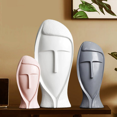 Abstract Modern Character Resin Sculptures – Minimalist Home Décor Figures - Blue Large - 