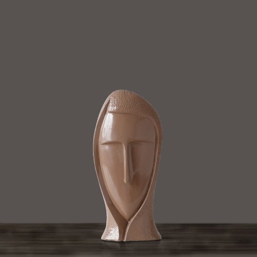 Abstract Modern Character Resin Sculptures – Minimalist Home Décor Figures - Brown trumpet - 