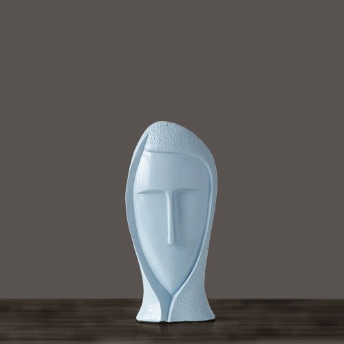 Abstract Modern Character Resin Sculptures – Minimalist Home Décor Figures - Blue trumpet - 