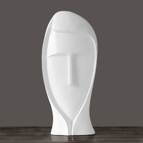 Abstract Modern Character Resin Sculptures – Minimalist Home Décor Figures - White Large - 