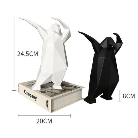 Abstract Penguin Sculpture – Modern Resin Art Home Décor - White 20X8x24.5cm - 