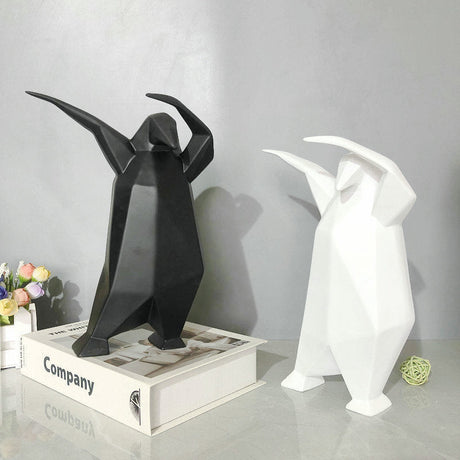 Abstract Penguin Sculpture – Modern Resin Art Home Décor - Black 20X8x24.5cm - 