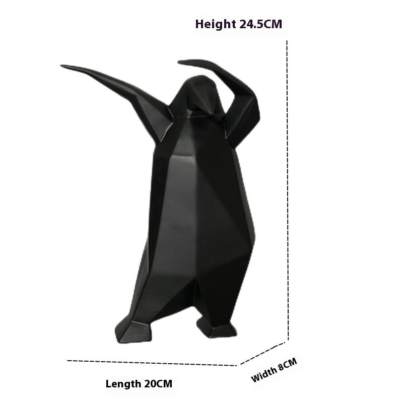 Abstract Penguin Sculpture – Modern Resin Art Home Décor - Black 20X8x24.5cm - 