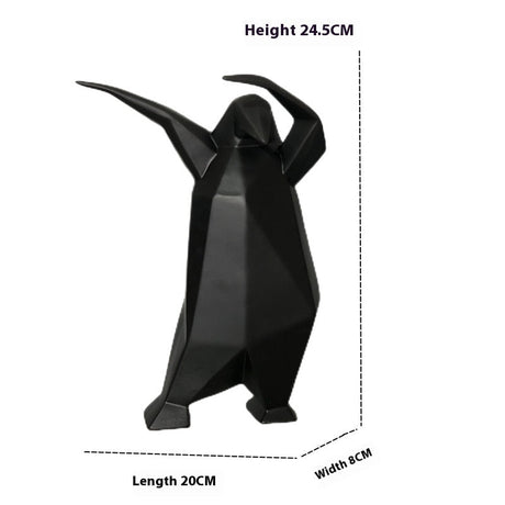 Abstract Penguin Sculpture – Modern Resin Art Home Décor - Black 20X8x24.5cm - 
