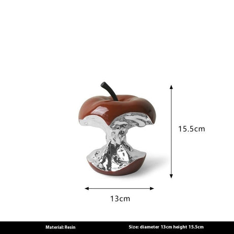 Abstract Resin Apple Sculpture – Modern Electroplated Art Ornament - Brown Small - 