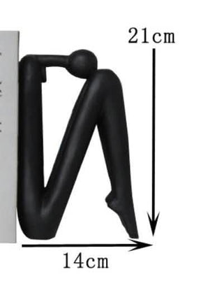 Abstract Resin Bookend Sculptures – Modern Minimalist Character Ornaments - The Thinker – Head Down (Type A) - 