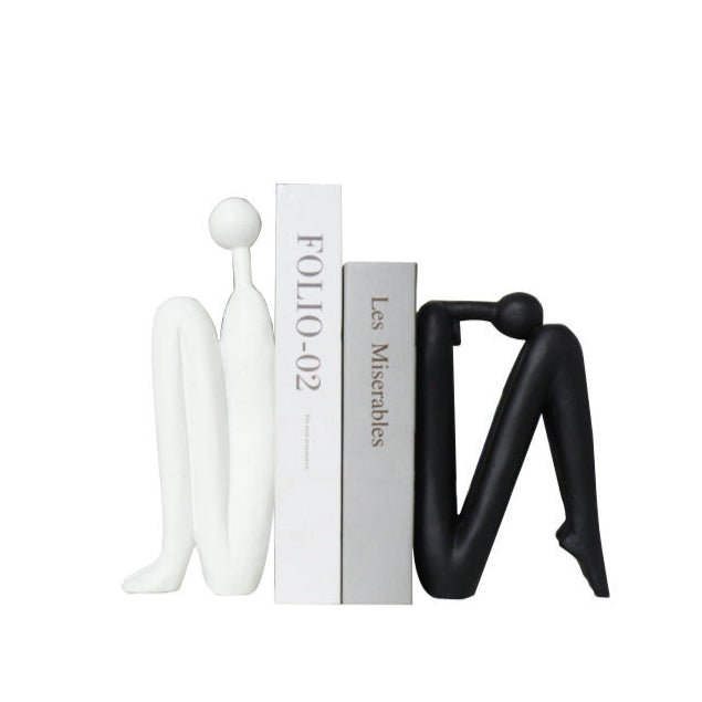Abstract Resin Bookend Sculptures – Modern Minimalist Character Ornaments - The Thinker – Head Down (Type A) - 