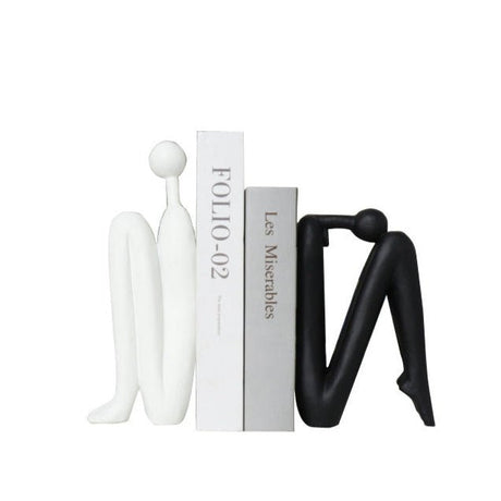 Abstract Resin Bookend Sculptures – Modern Minimalist Character Ornaments - The Thinker – Head Down (Type A) - 