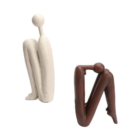 Abstract Resin Bookend Sculptures – Modern Minimalist Character Ornaments - The Thinker – Head Down (Type A) - 
