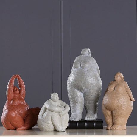 Abstract Resin Figurine Sculpture – Minimalist Modern Body Art Décor - Stone Grey Figurine - 