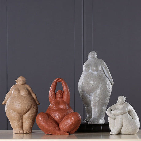 Abstract Resin Figurine Sculpture – Minimalist Modern Body Art Décor - Stone Grey Figurine - 