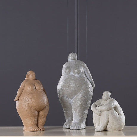 Abstract Resin Figurine Sculpture – Minimalist Modern Body Art Décor - Stone Grey Figurine - 
