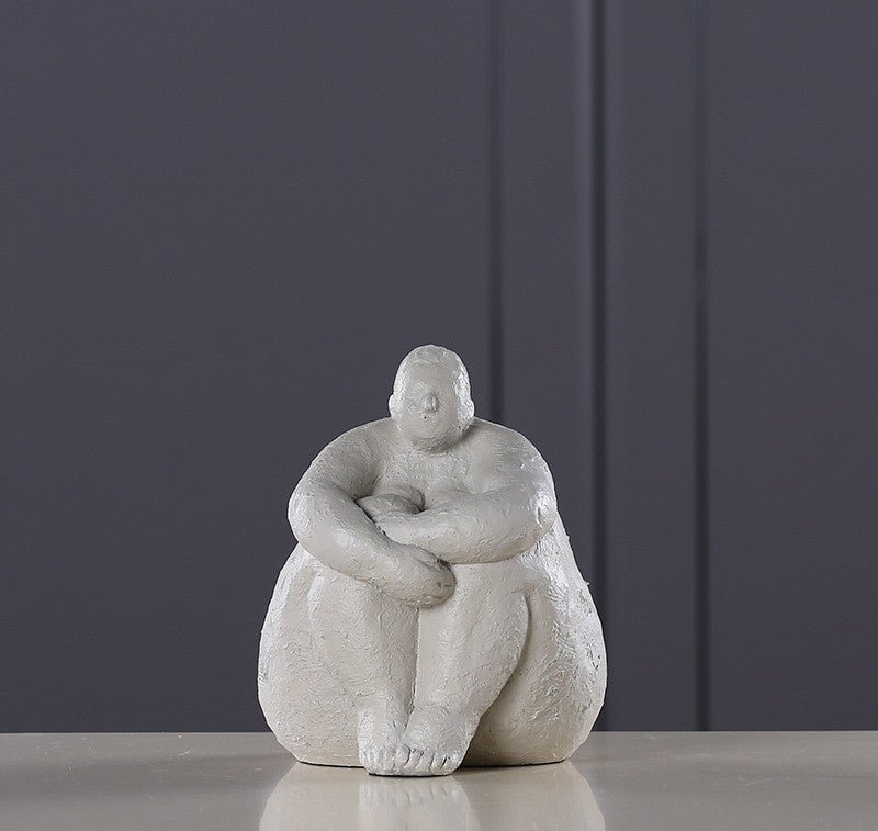 Abstract Resin Figurine Sculpture – Minimalist Modern Body Art Décor - Ivory White Figurine - 