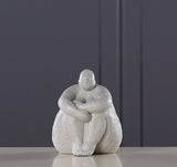 Abstract Resin Figurine Sculpture – Minimalist Modern Body Art Décor - Ivory White Figurine - 