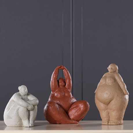 Abstract Resin Figurine Sculpture – Minimalist Modern Body Art Décor - Stone Grey Figurine - 